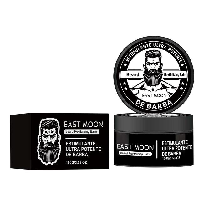 EAST MOON Beard Balm for Coarse Hair — product and front packaging