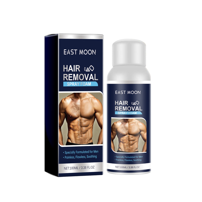 EAST MOON Hair Removal Spray Foam for Men — product and front packaging