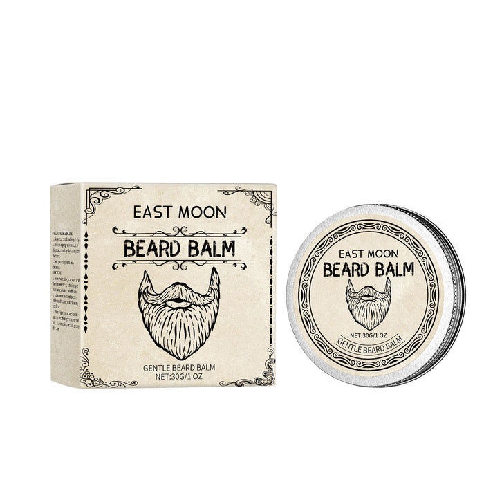 EAST MOON Vanilla Beard Balm with Beeswax — product and front packaging