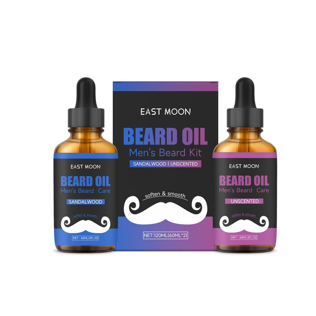 EAST MOON Beard Oil Set – Sandalwood & Unscented, 2 × 60mL — beard care kits & sets collection