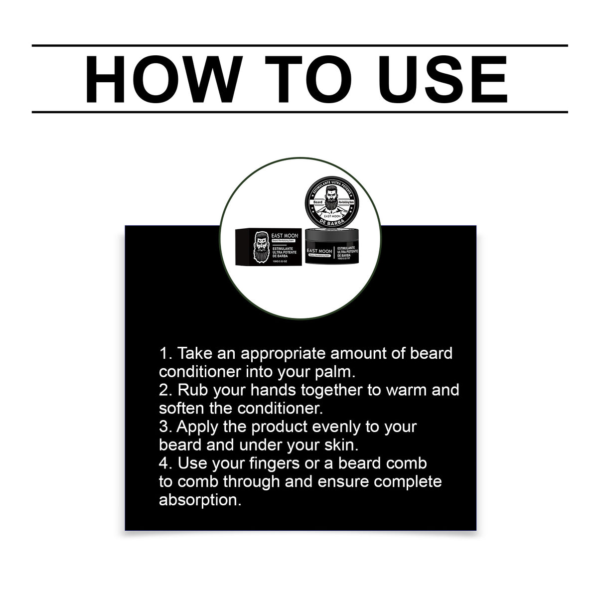 EAST MOON Beard Balm for Coarse Hair — step-by-step application guide