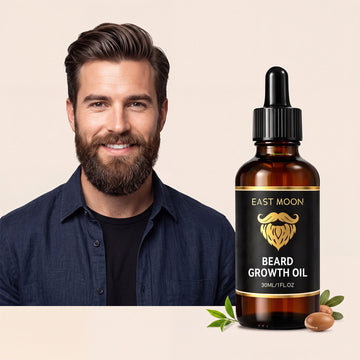 EAST MOON Beard Oil with Jojoba & Tea Tree — product and pack contents