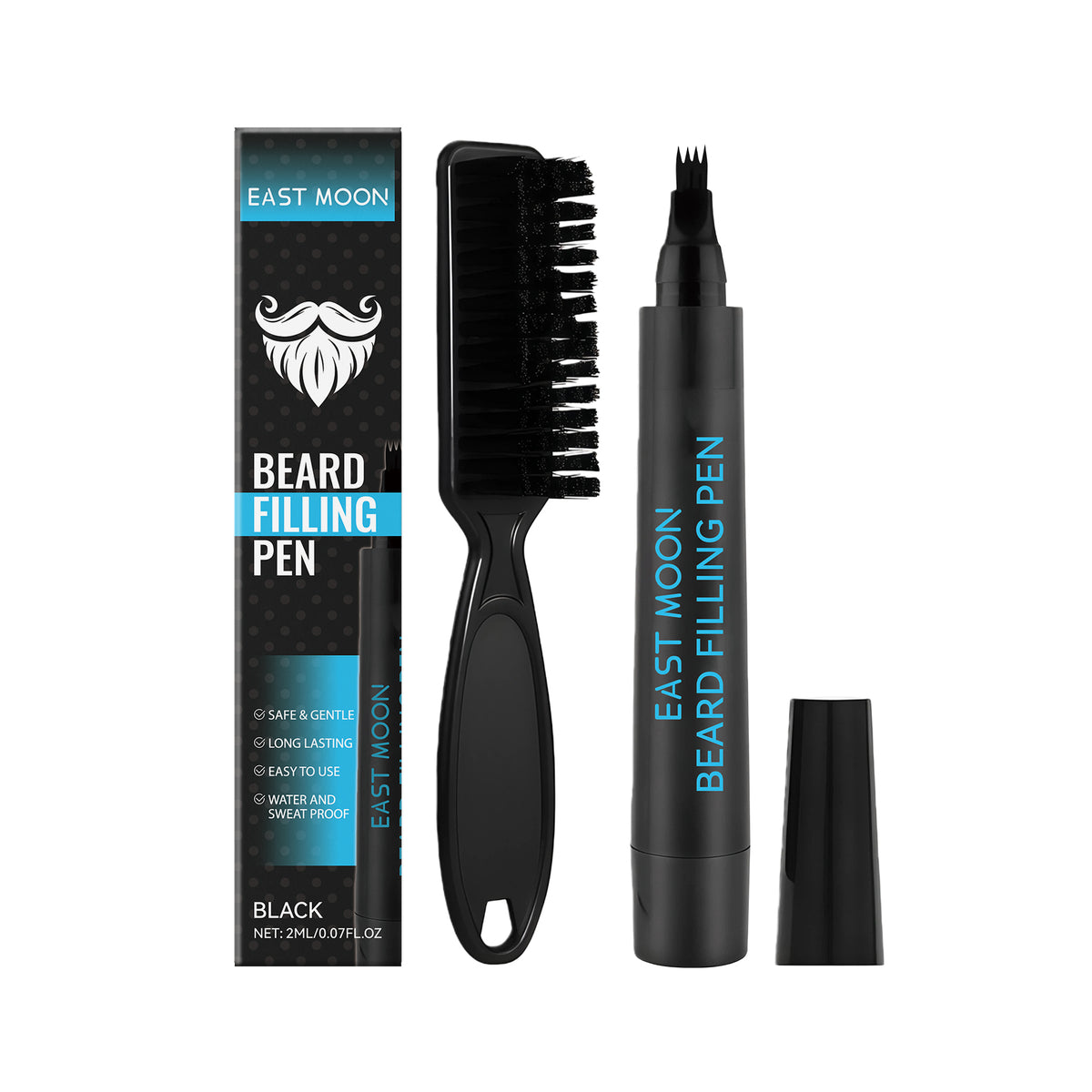 EAST MOON Black Beard Filler Pen & Brush — product and front packaging