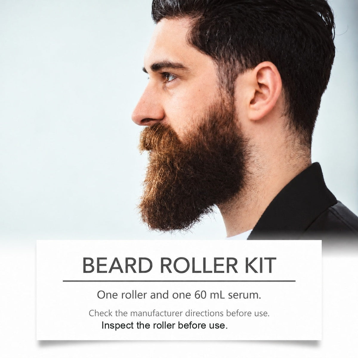 EAST MOON Beard Roller Kit with Rosemary & Ginger Serum — roller and serum set presentation