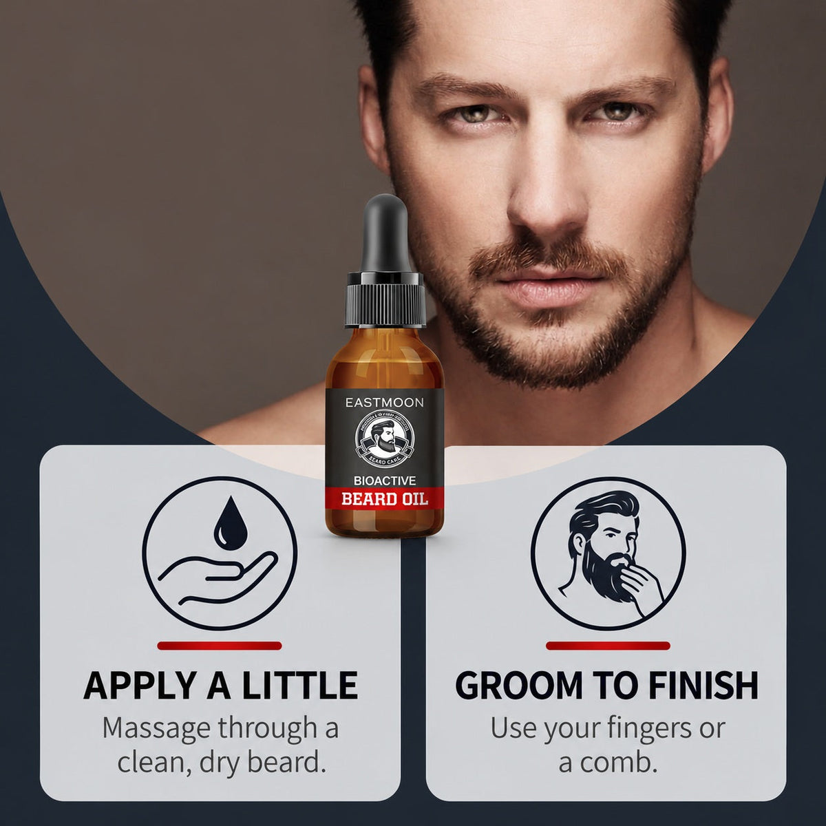 EAST MOON Argan Beard Oil with Grapefruit — oil application and grooming