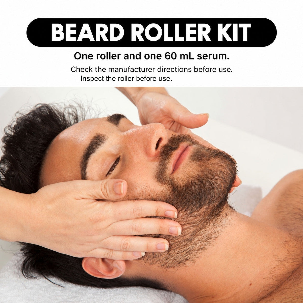 EAST MOON Beard Roller Kit with Biotin Serum — roller and serum set presentation