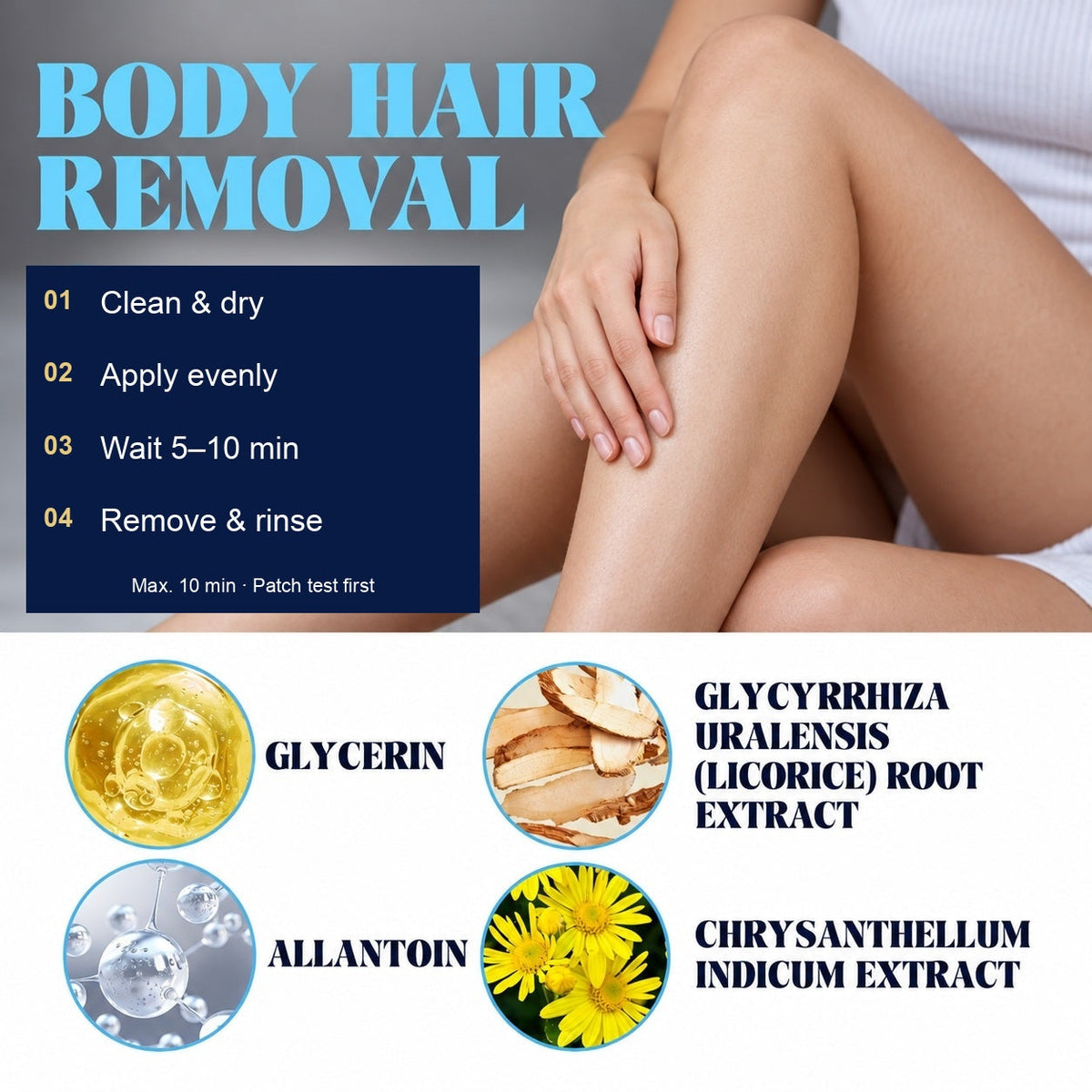 EAST MOON Hair Removal Foam 100 mL — four-step body hair removal routine