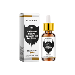 EAST MOON Rosemary Beard Oil — front label and pack contents