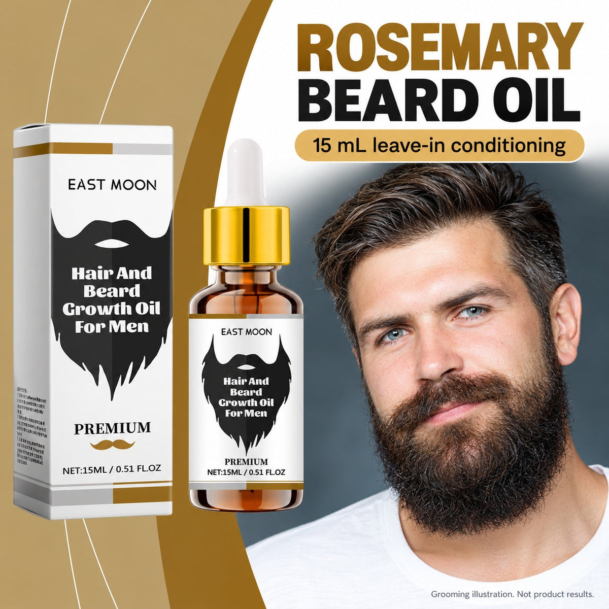 EAST MOON Rosemary Beard Oil — 15 mL rosemary beard conditioning oil