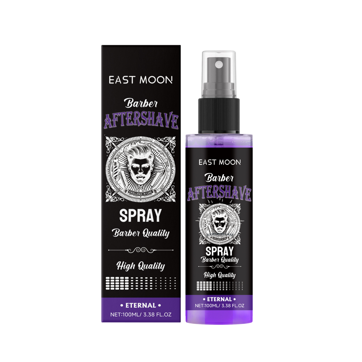 EAST MOON Aftershave Spray — product and front packaging