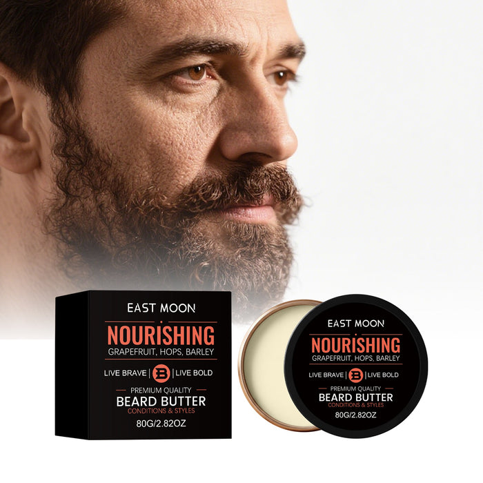 EAST MOON Beard Butter — product and pack contents