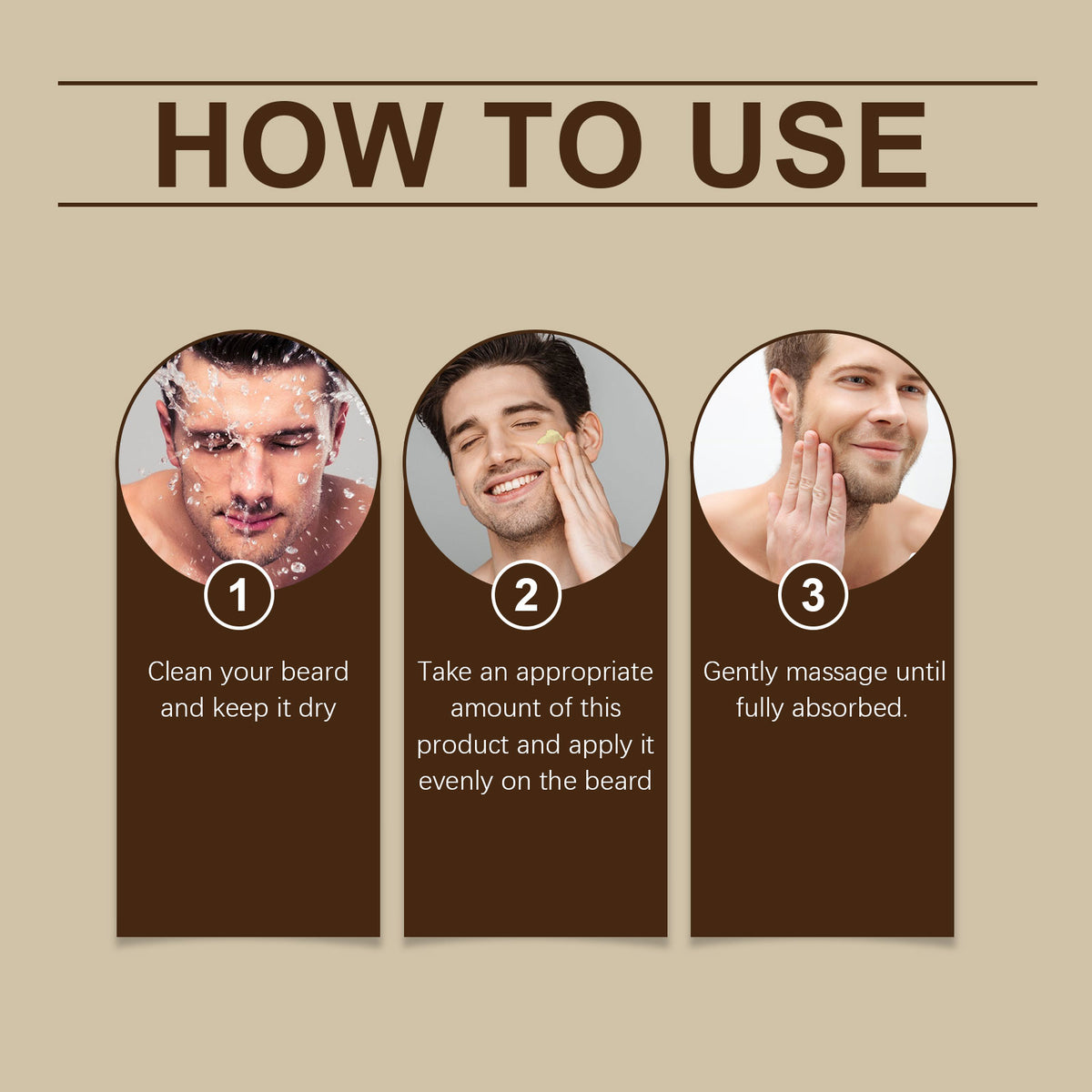 EAST MOON Cigar-Scented Beard Balm with Beeswax — step-by-step application guide