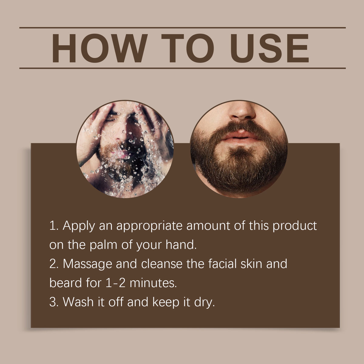 EAST MOON Unscented Beard and Face Wash — step-by-step application guide