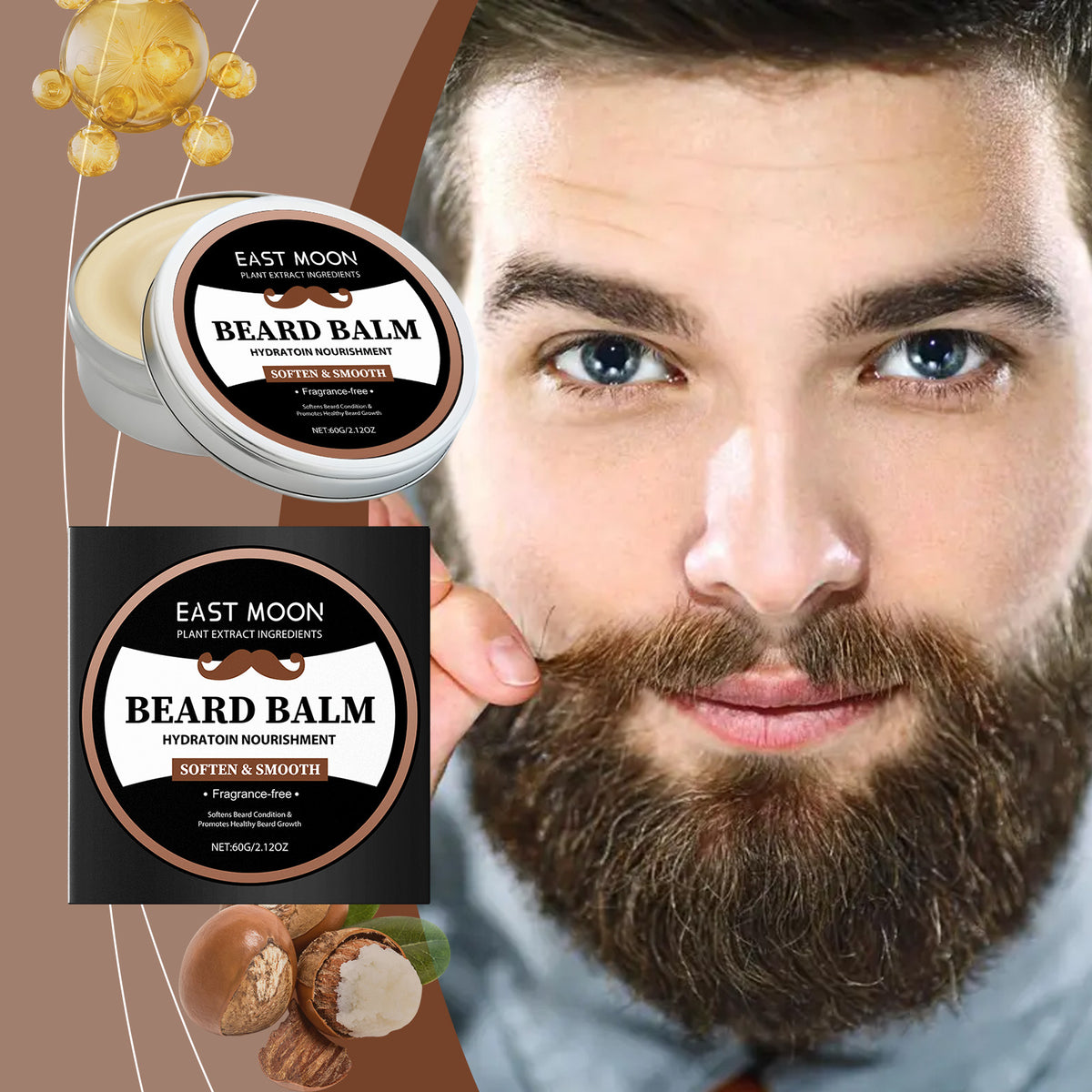 EAST MOON Beard Balm for Dry Beard — ingredient panel