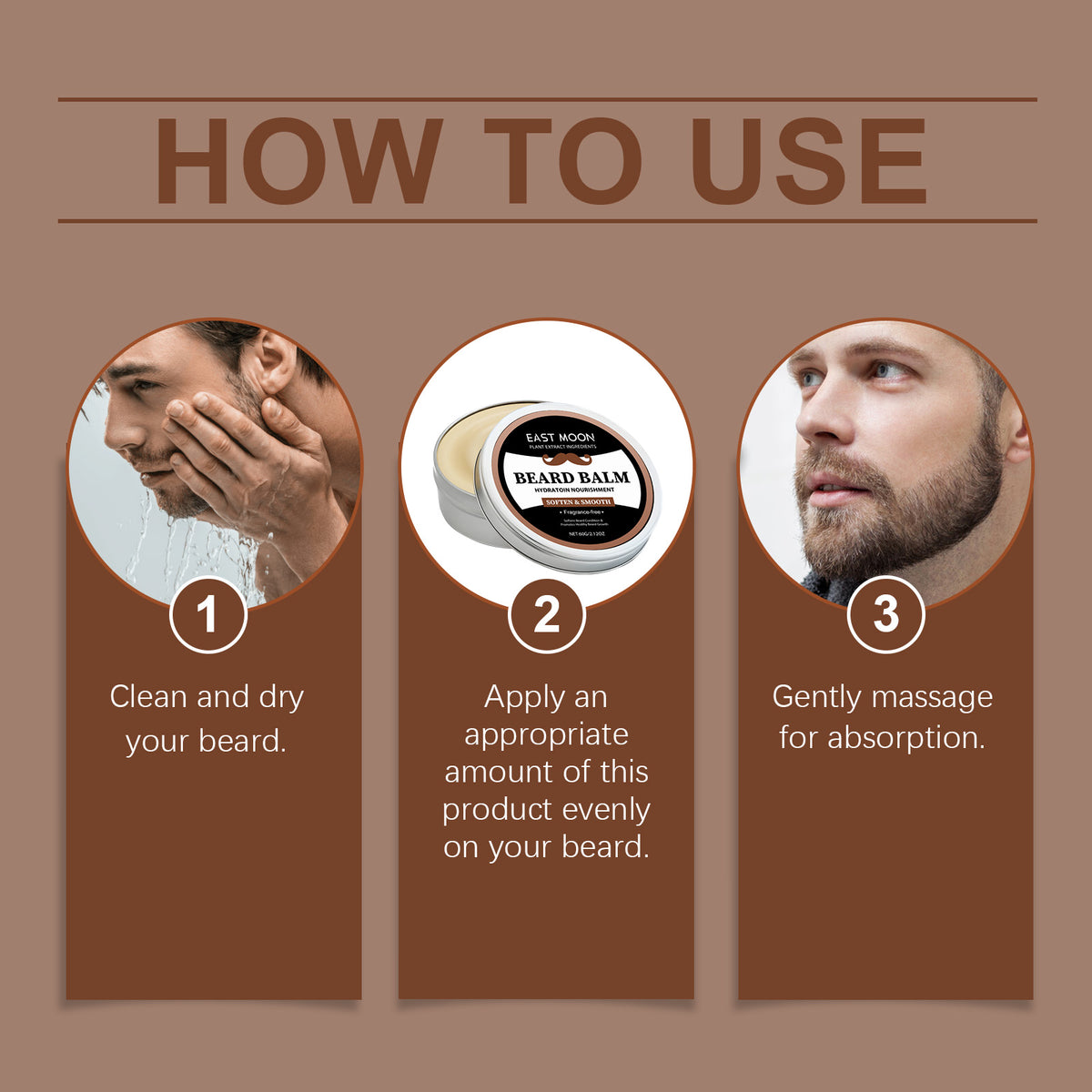 EAST MOON Beard Balm for Dry Beard — ingredient panel