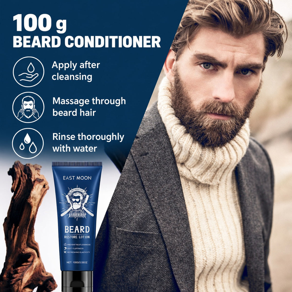 EAST MOON Sandalwood Beard Conditioner — 100 g conditioner use