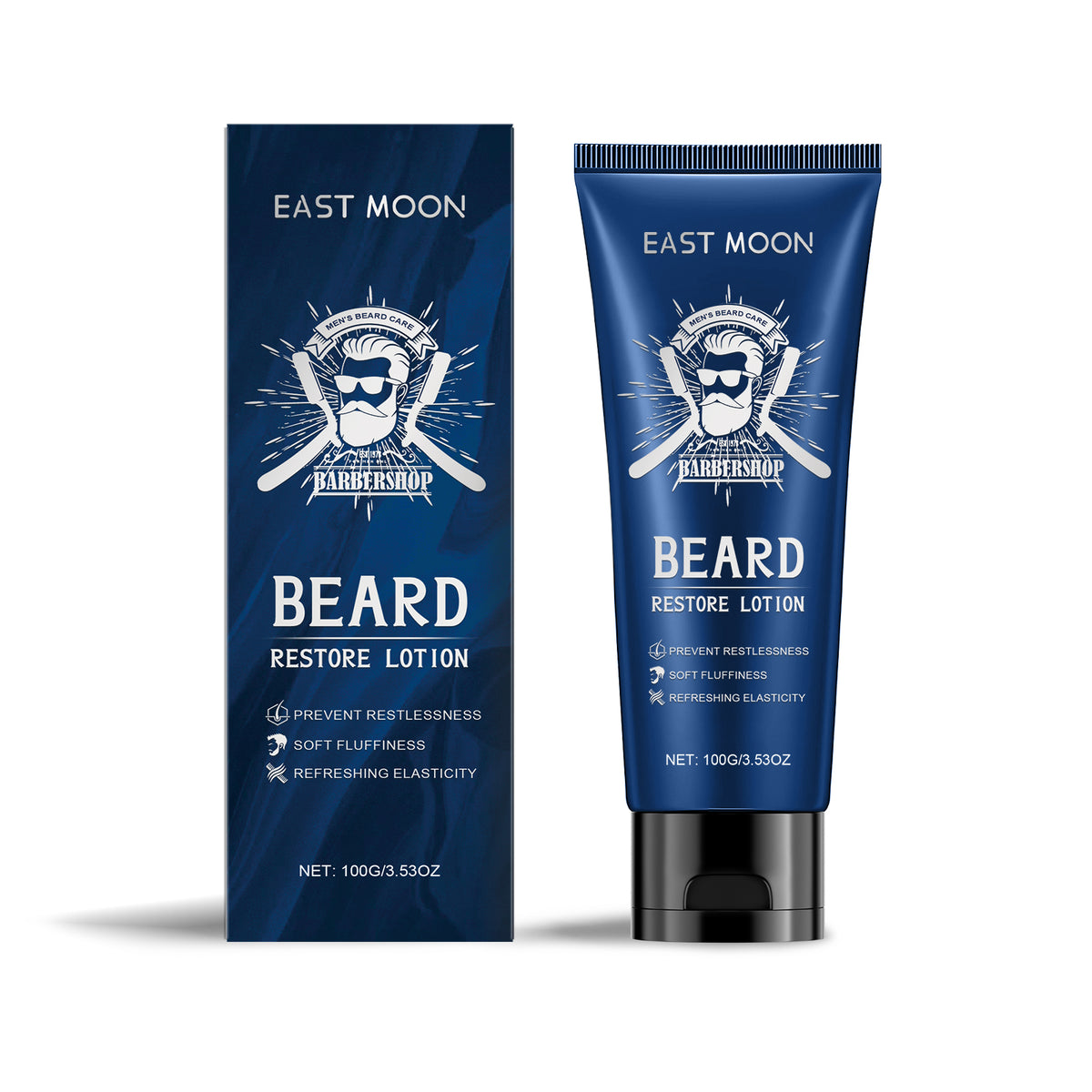 EAST MOON Sandalwood Beard Conditioner — front label and pack contents