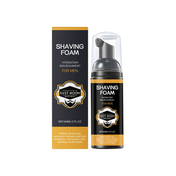 EAST MOON Aloe Shaving Foam for Men — front label and pack contents