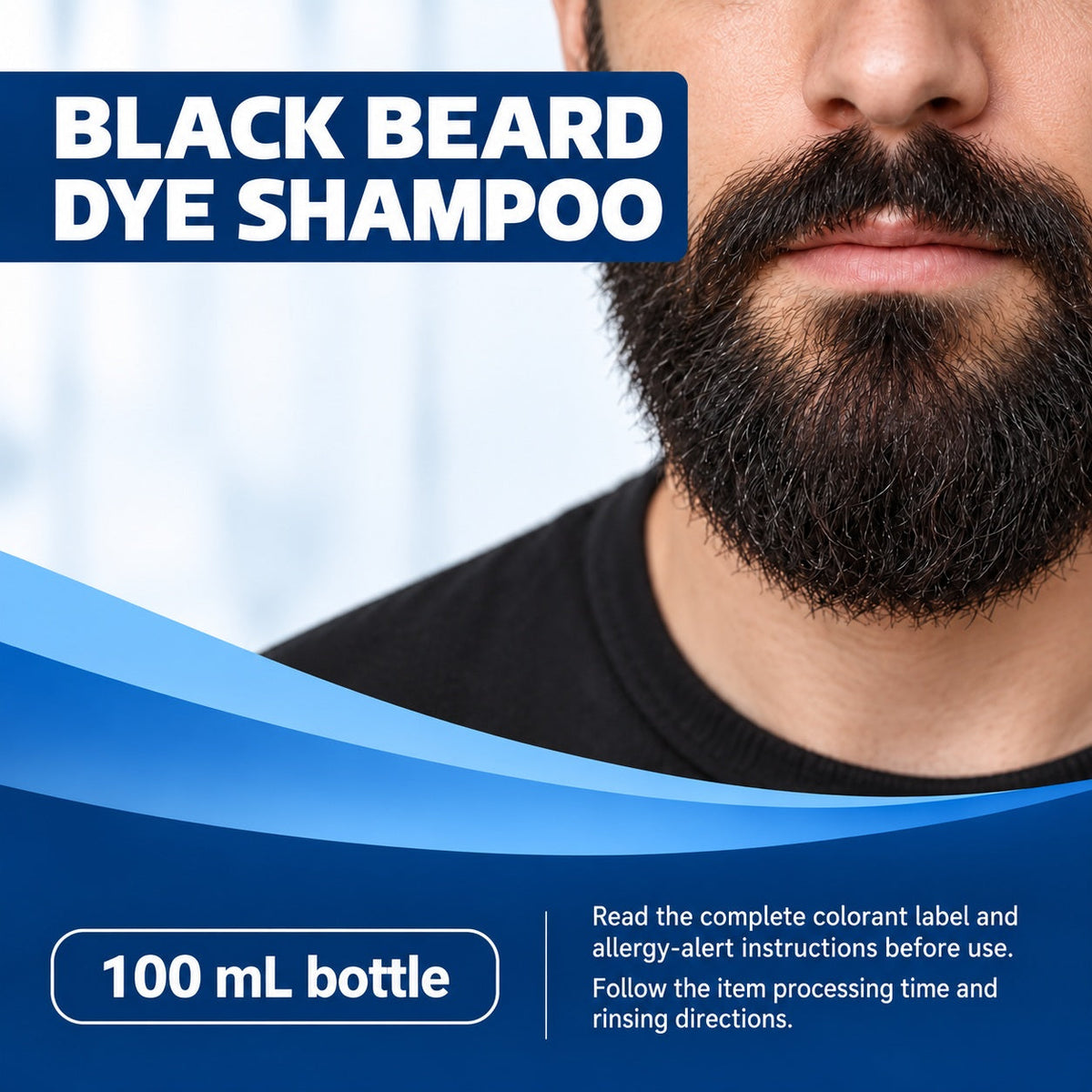 EAST MOON Black Beard Dye Shampoo — product and grooming presentation