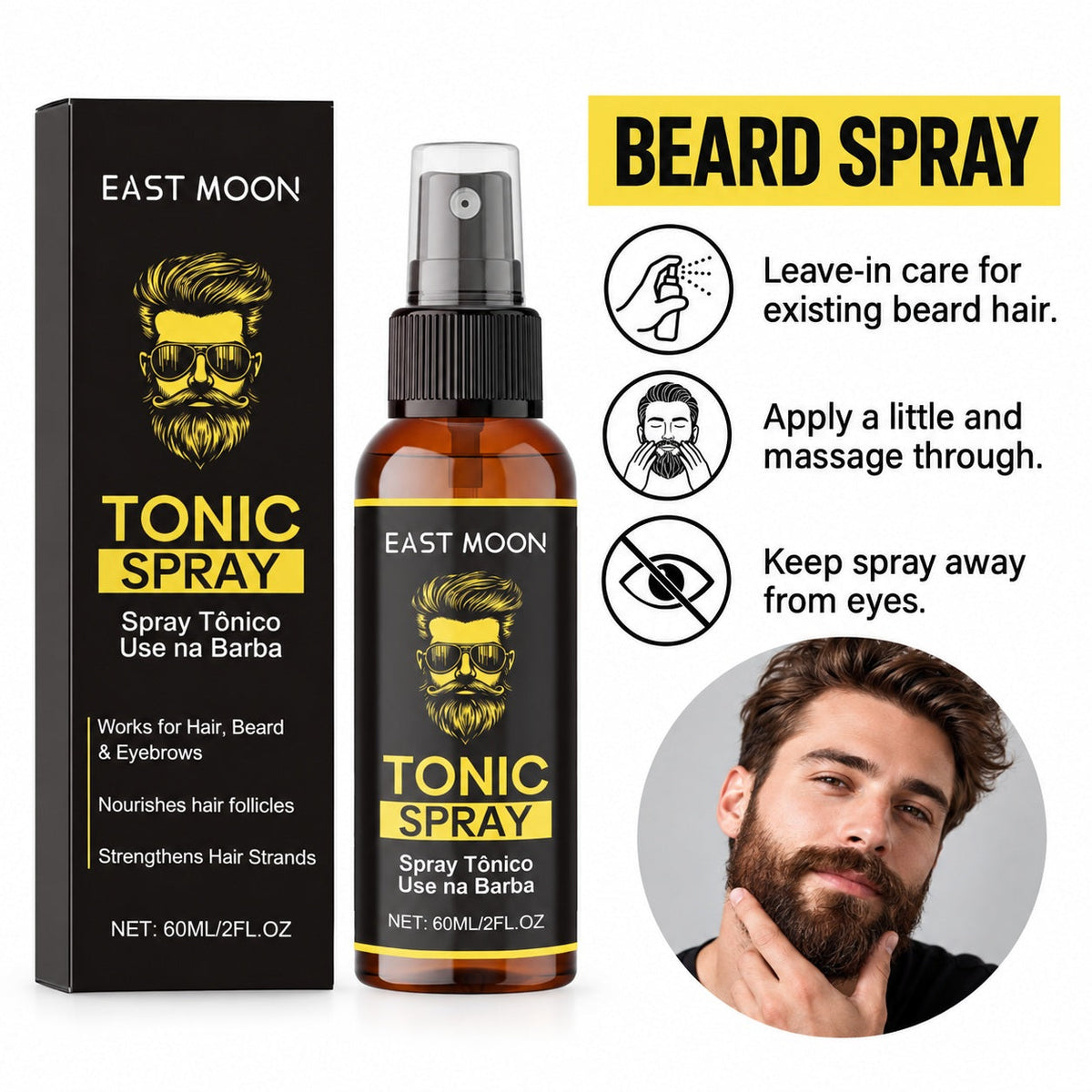 EAST MOON Beard Spray — beard spray conditioning routine