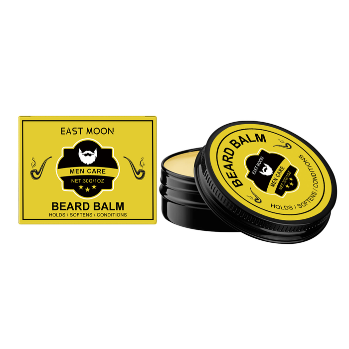 EAST MOON Beard Balm for Men — product and front packaging