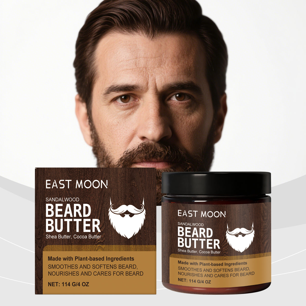 EAST MOON Sandalwood Beard Butter for Men — ingredient panel