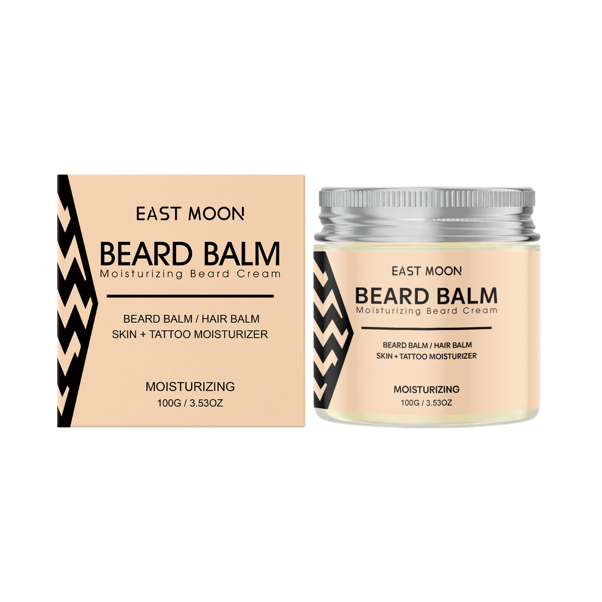 EAST MOON Moisturizing Beard Balm — product and front packaging