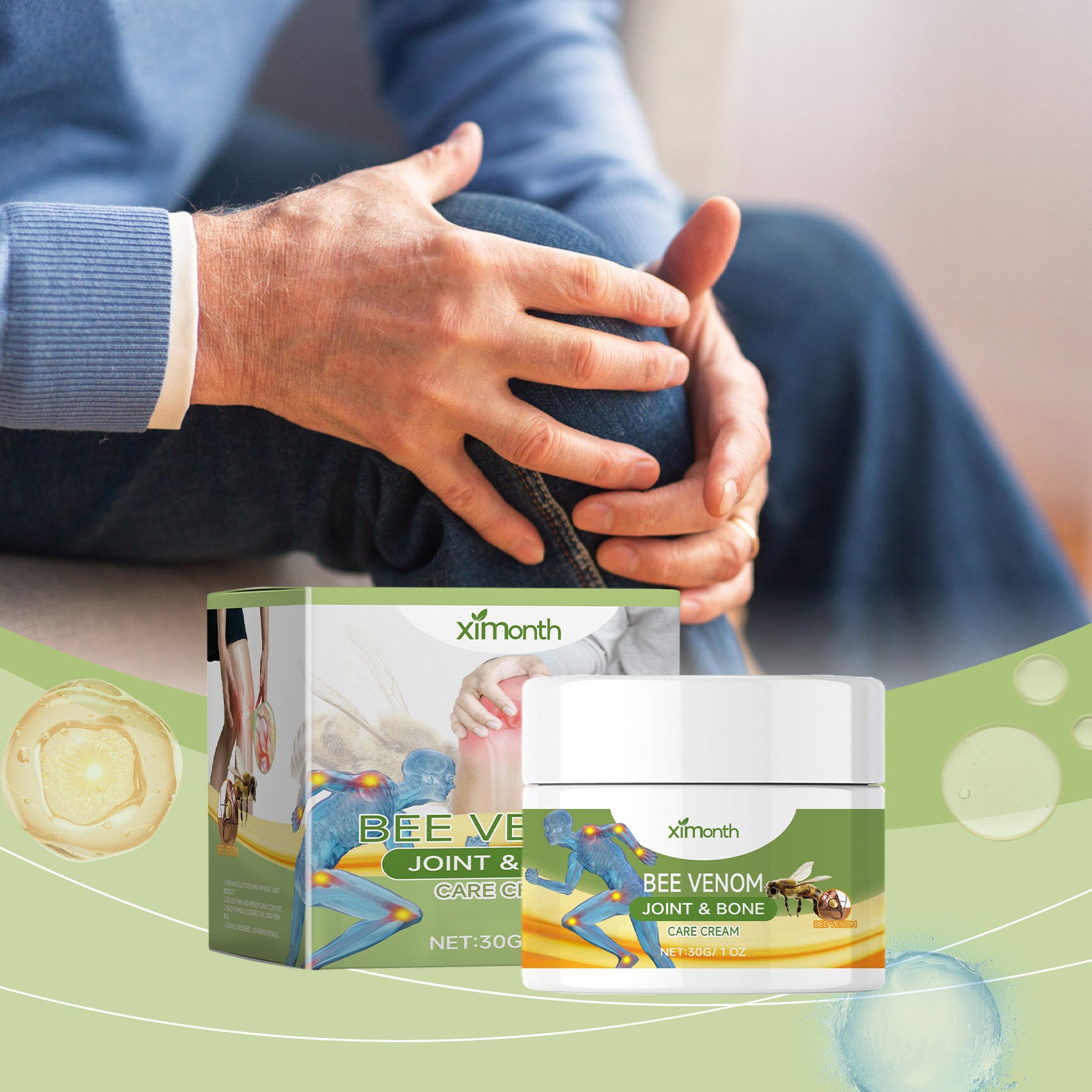 Ximonth Bee Venom Joint Relief Cream Gentle And Soothing Massage Cream For Knees And Legs