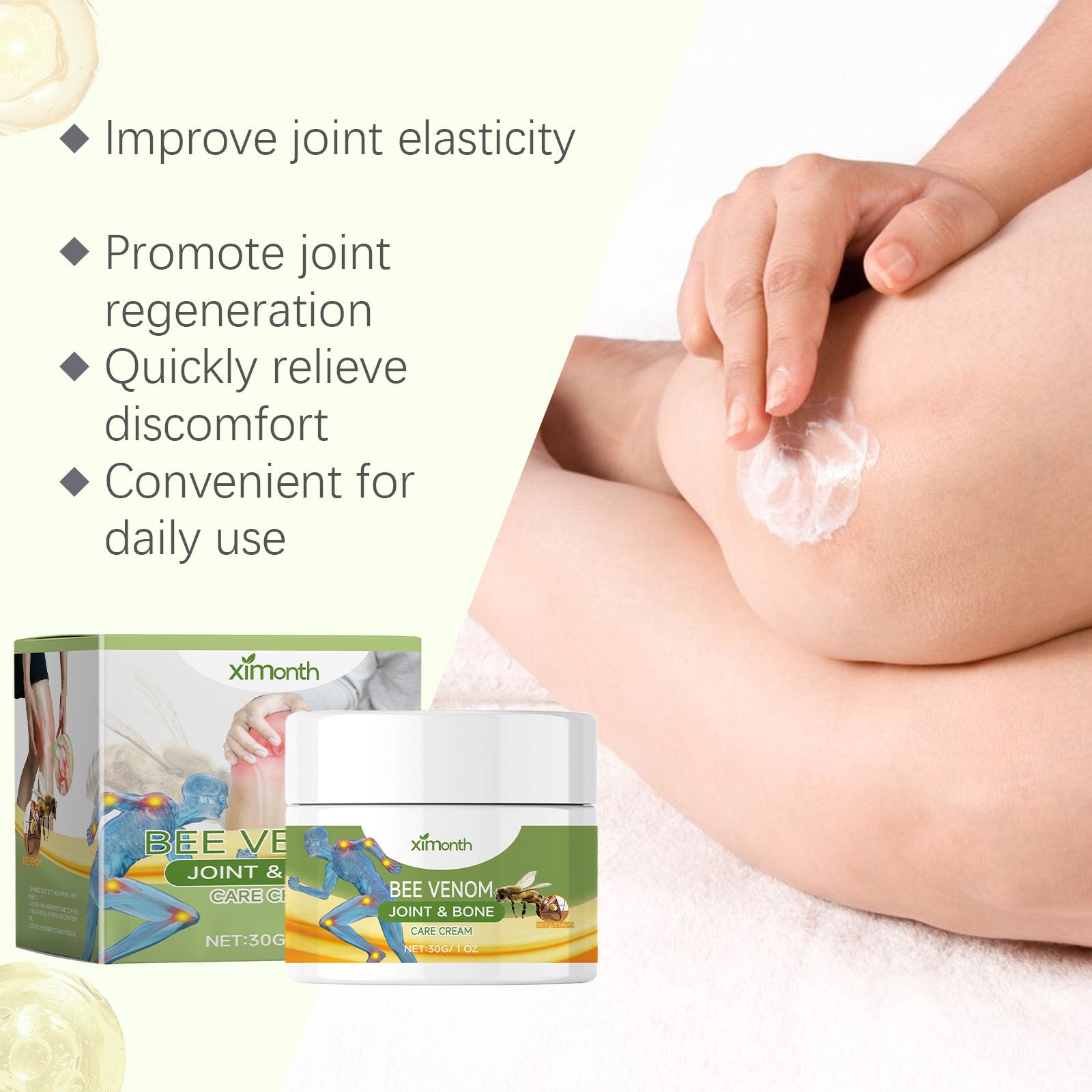 Ximonth Bee Venom Joint Relief Cream Gentle And Soothing Massage Cream For Knees And Legs