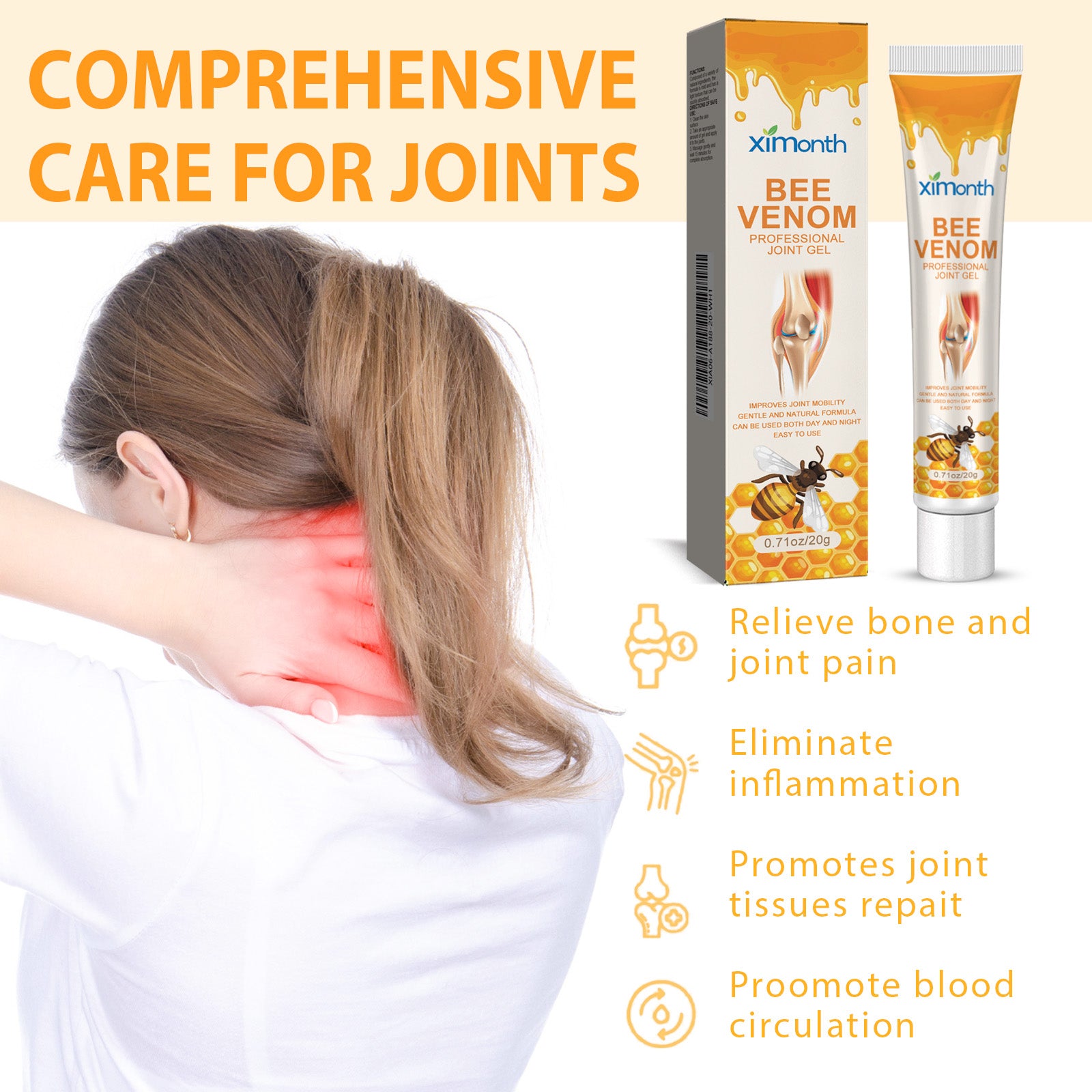 Ximonth Bee Venom Joint Care Cream, Lumbar Spine, Finger Joints And Leg Massage Treatment To Relieve Joint Pain