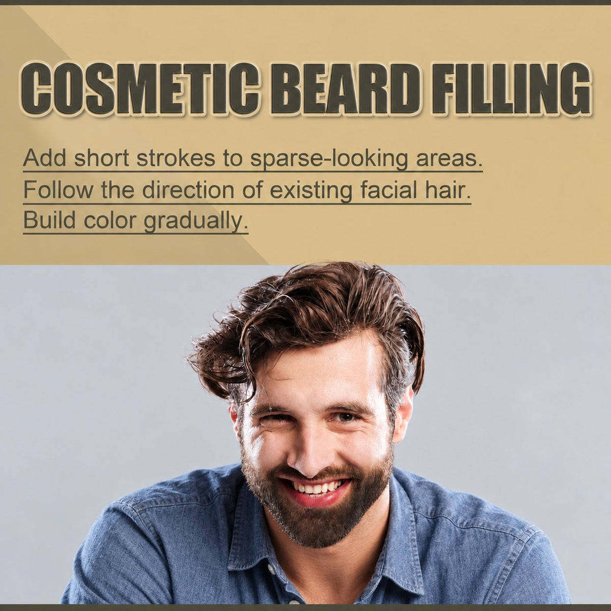 EAST MOON Black Beard Filler Pen & Brush — cosmetic beard filling and gradual application