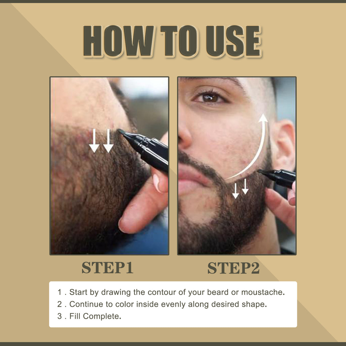 EAST MOON Black Beard Filler Pen & Brush — step-by-step application guide
