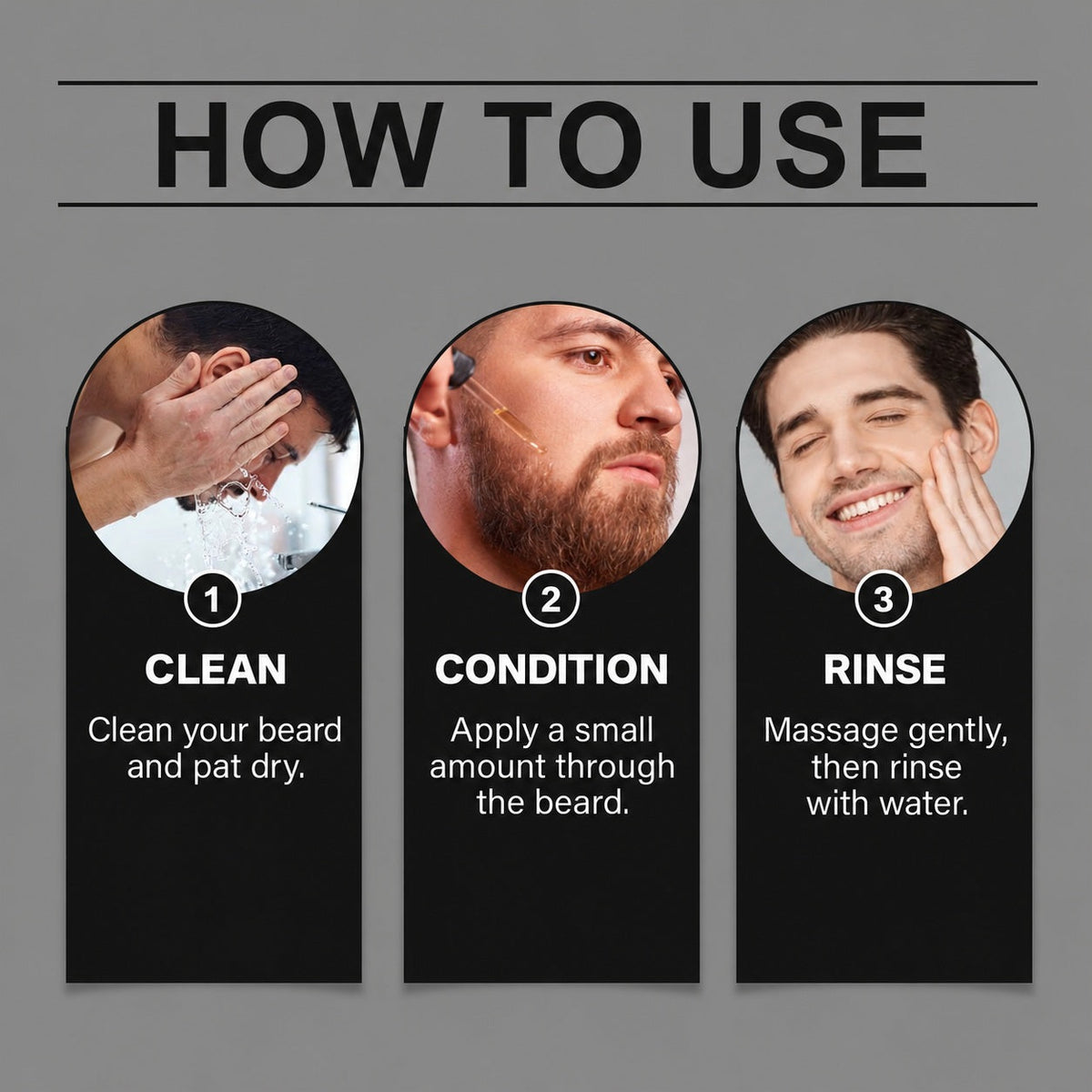 EAST MOON Beard Conditioner with Argan & Jojoba — step-by-step application guide