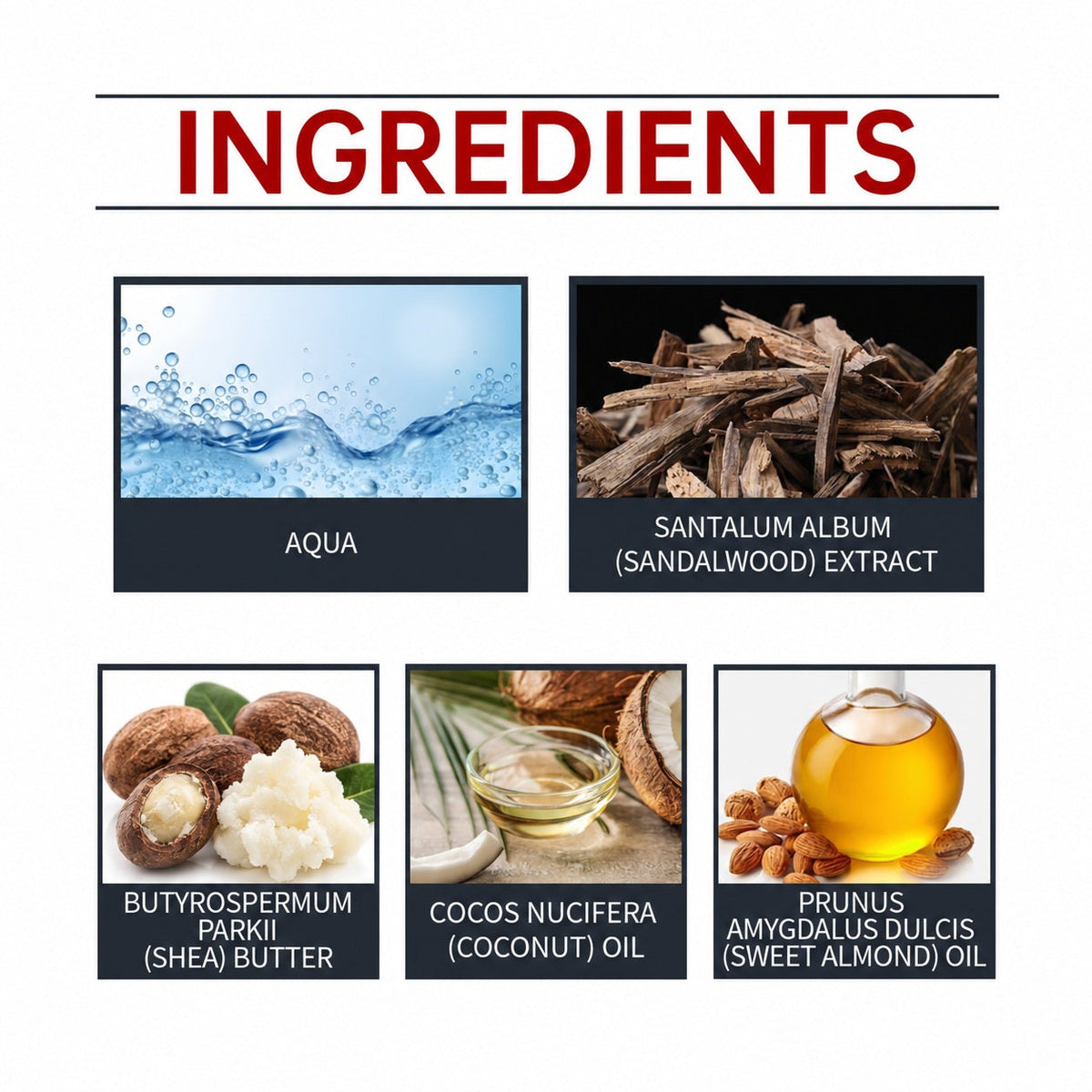 EAST MOON Sandalwood Beard Balm with Coconut Oil — ingredient panel