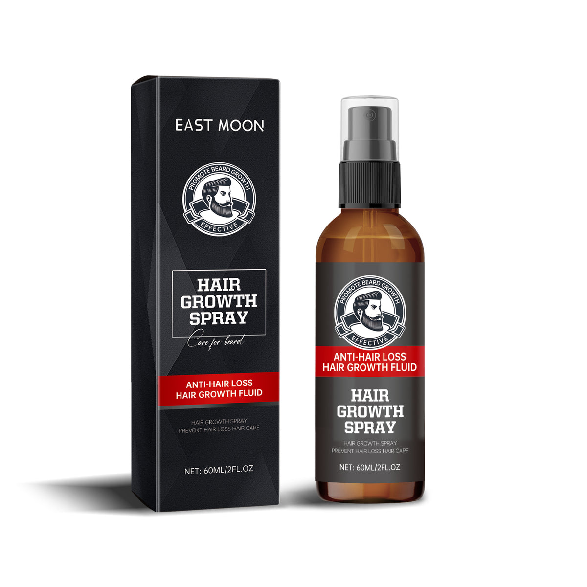 EAST MOON Beard Spray — product and front packaging