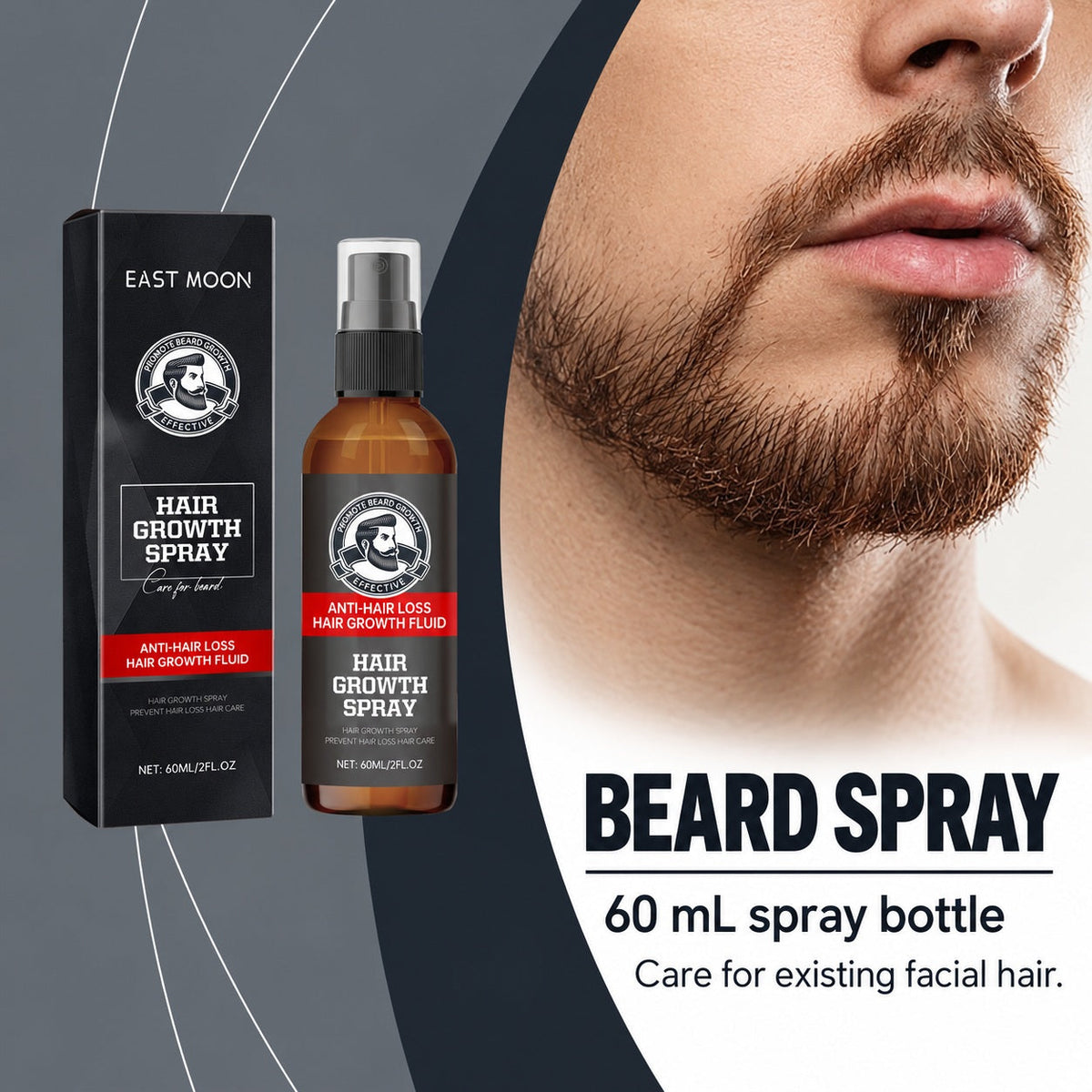 EAST MOON Beard Spray — 60 mL beard spray without growth comparison