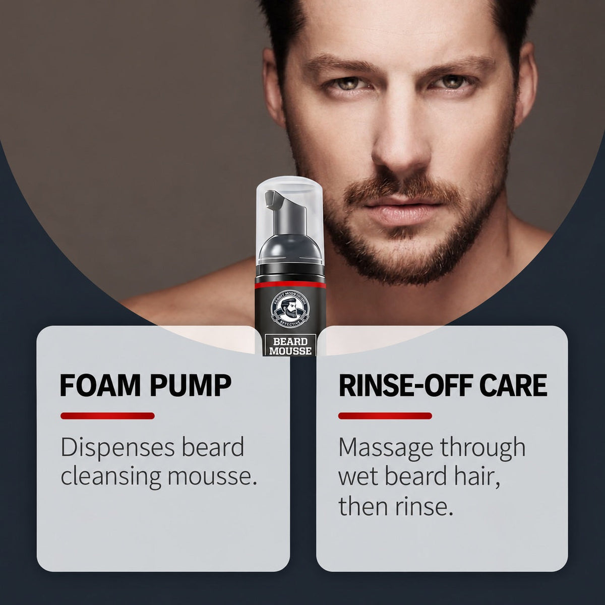 EAST MOON Foaming Beard Wash — foam pump and rinse-off cleansing