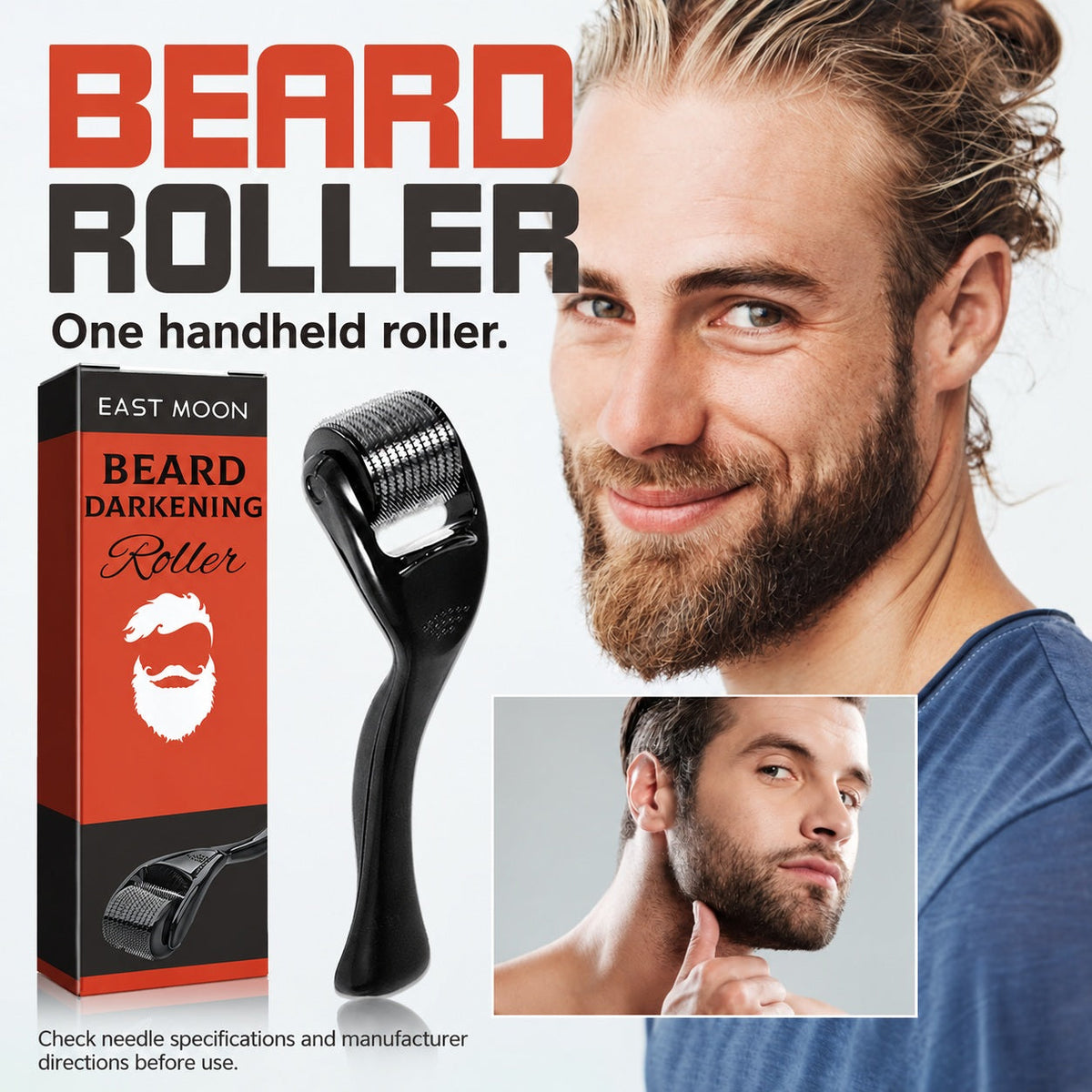 EAST MOON Beard Roller — product and grooming presentation