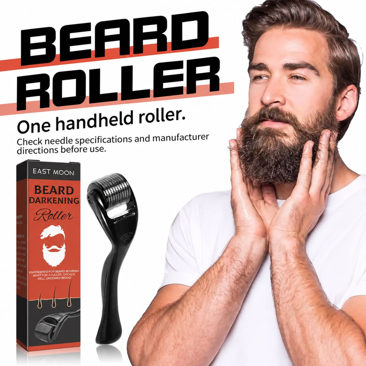 EAST MOON Beard Roller — product and grooming presentation