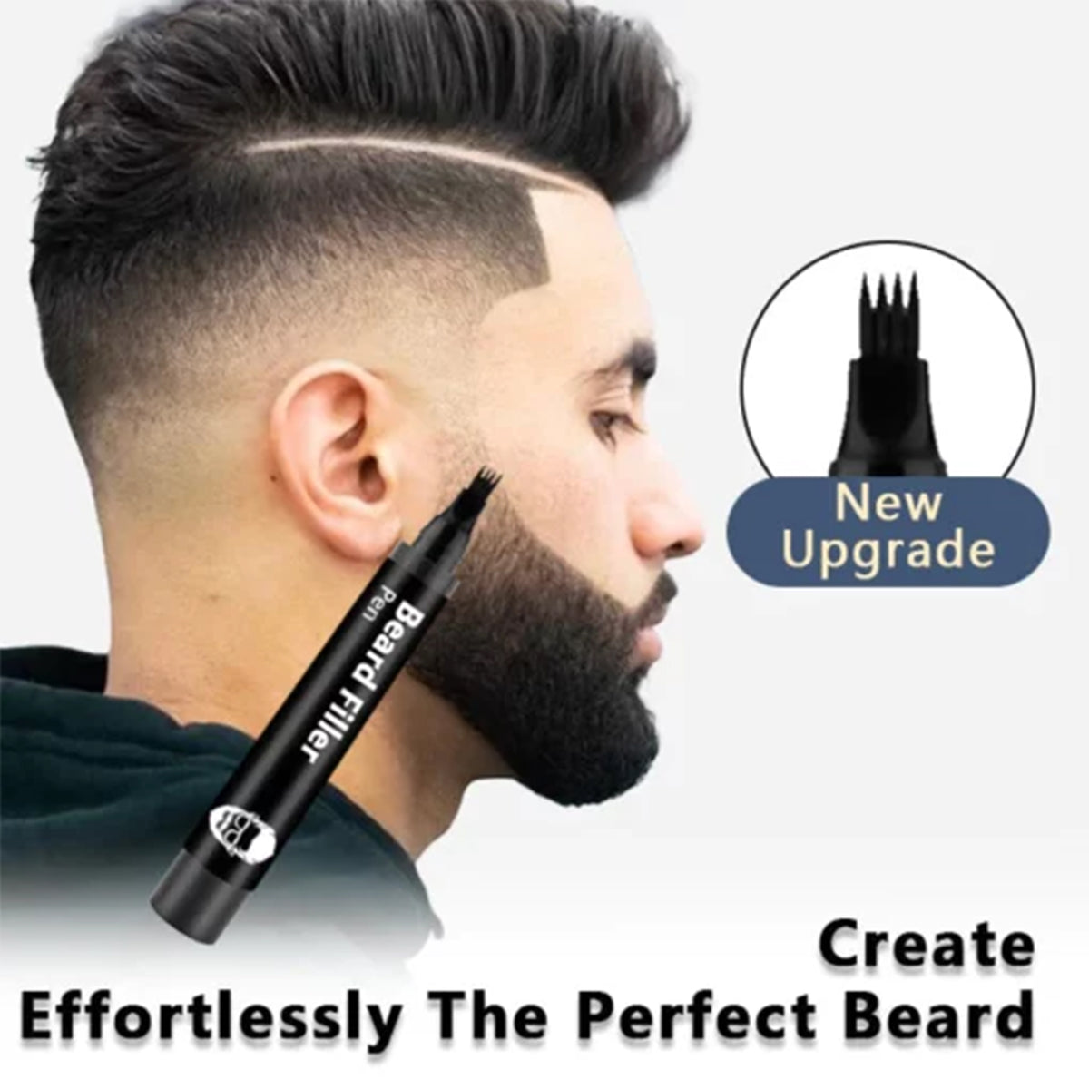 EAST MOON Black Beard Filler Pen & Brush — four-prong applicator
